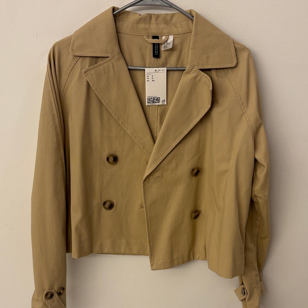 H&M Cropped Double-Breasted Beige Blazer
